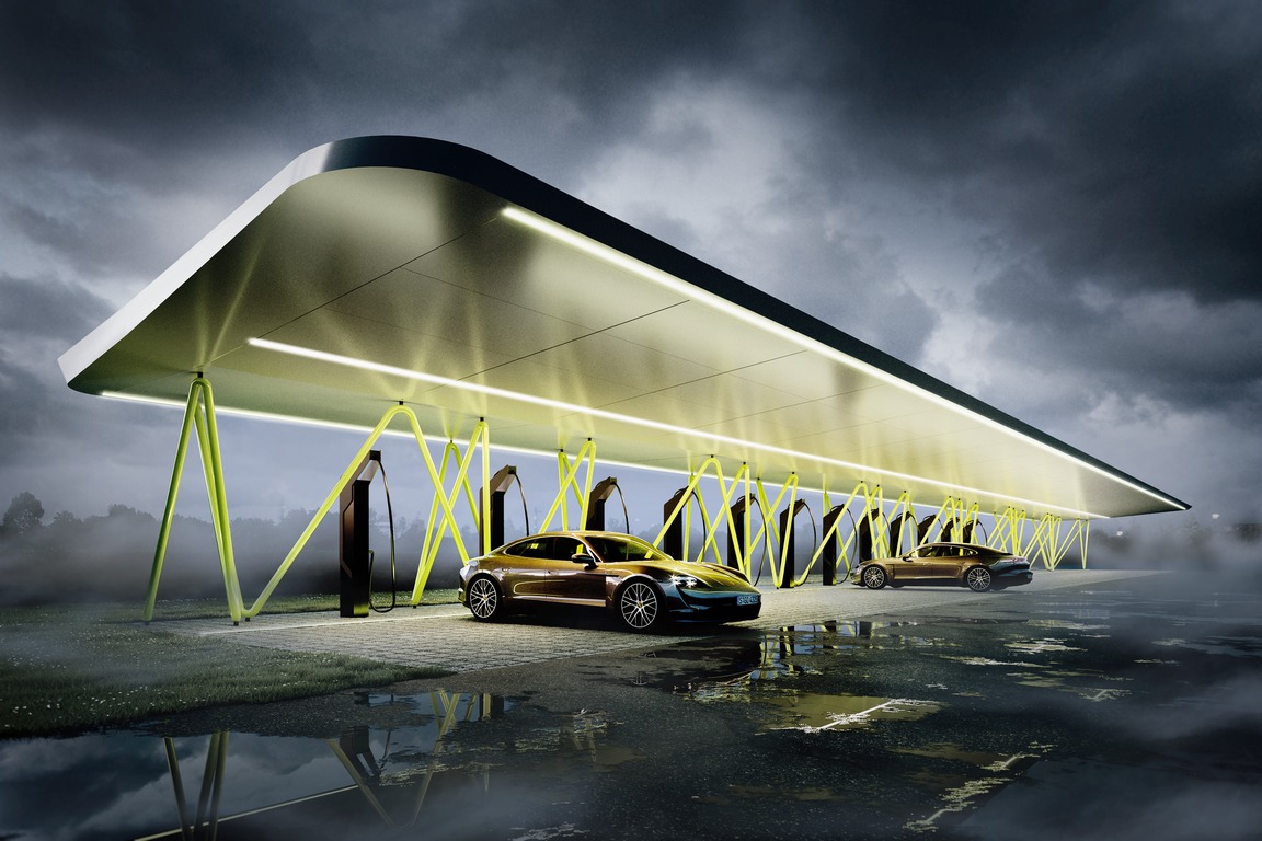 Überdachung Ladestation Porsche Leipzig