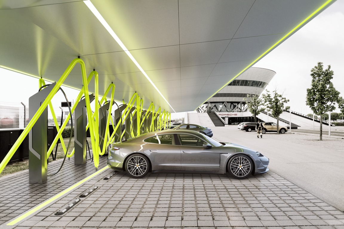 Überdachung Ladestation Porsche Leipzig